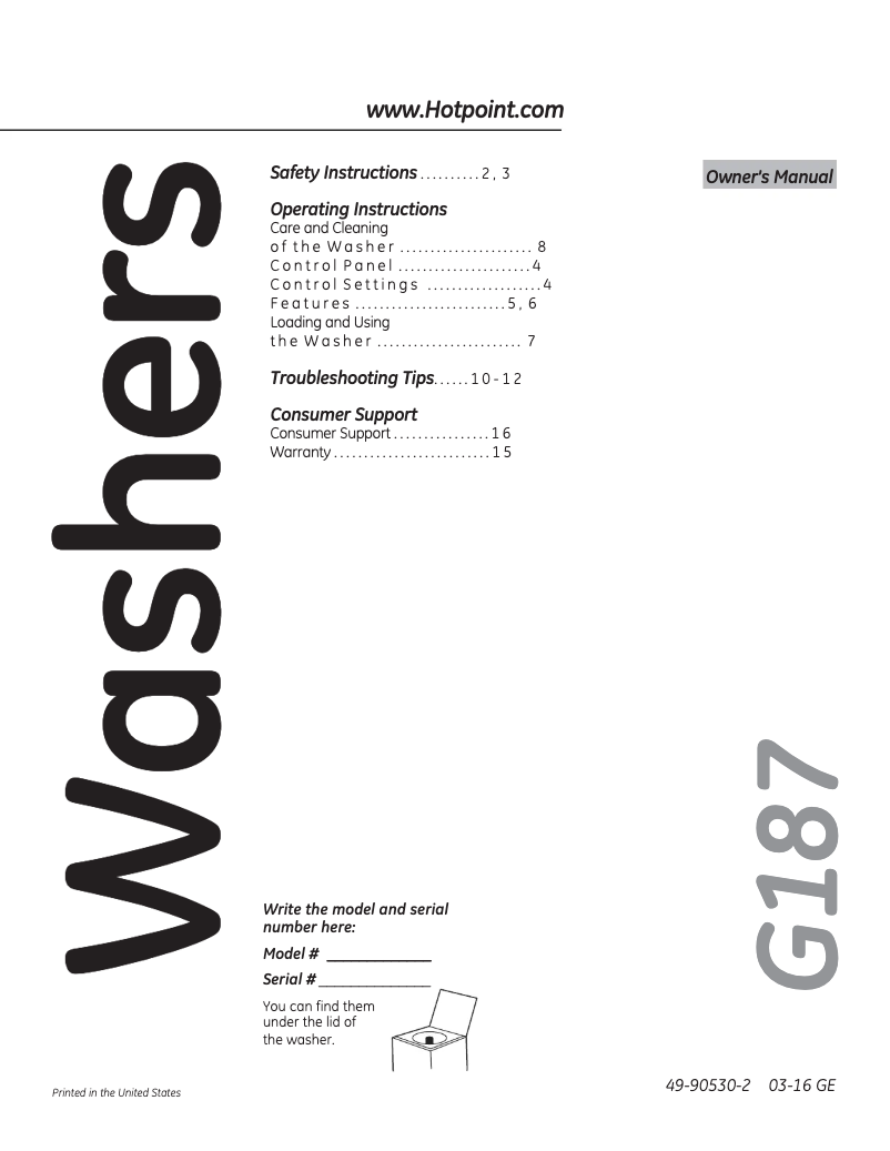 Imagen de la primera página del manual del dispositivo HSWP1000MWW