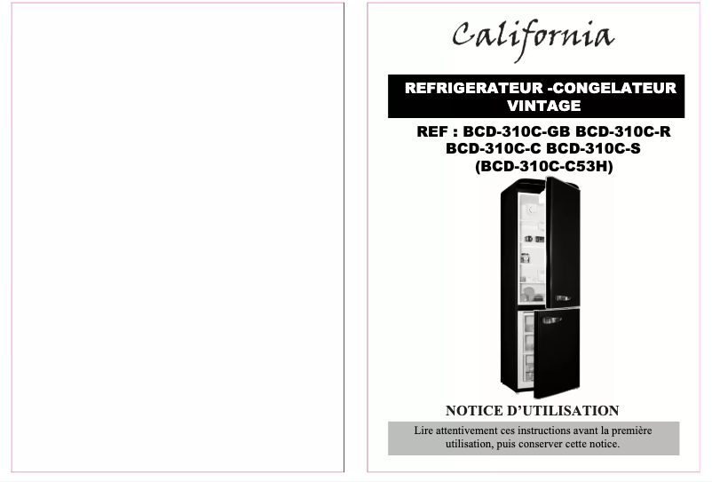 Image de la première page du manuel de l'appareil BCD-310C-VC