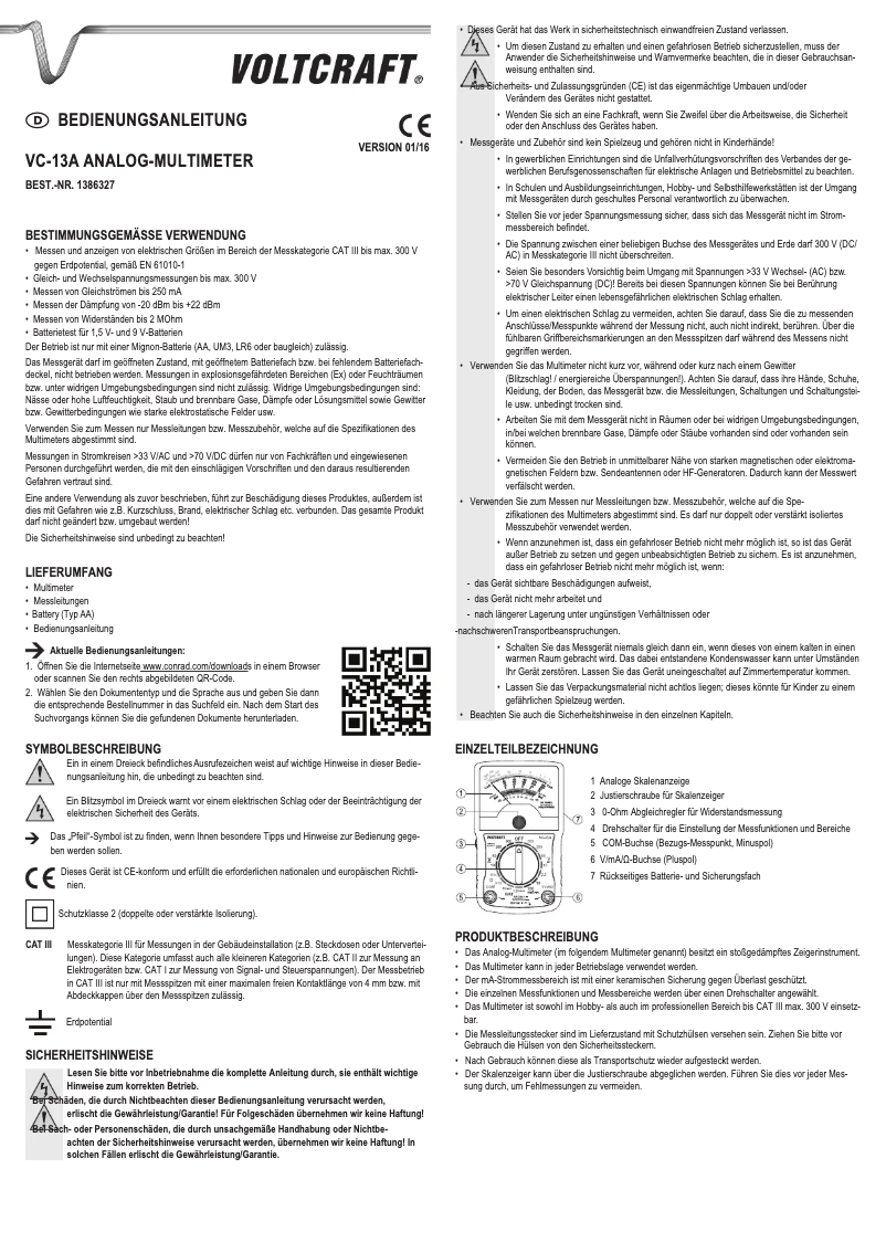 Image de la première page du manuel de l'appareil VC-13A