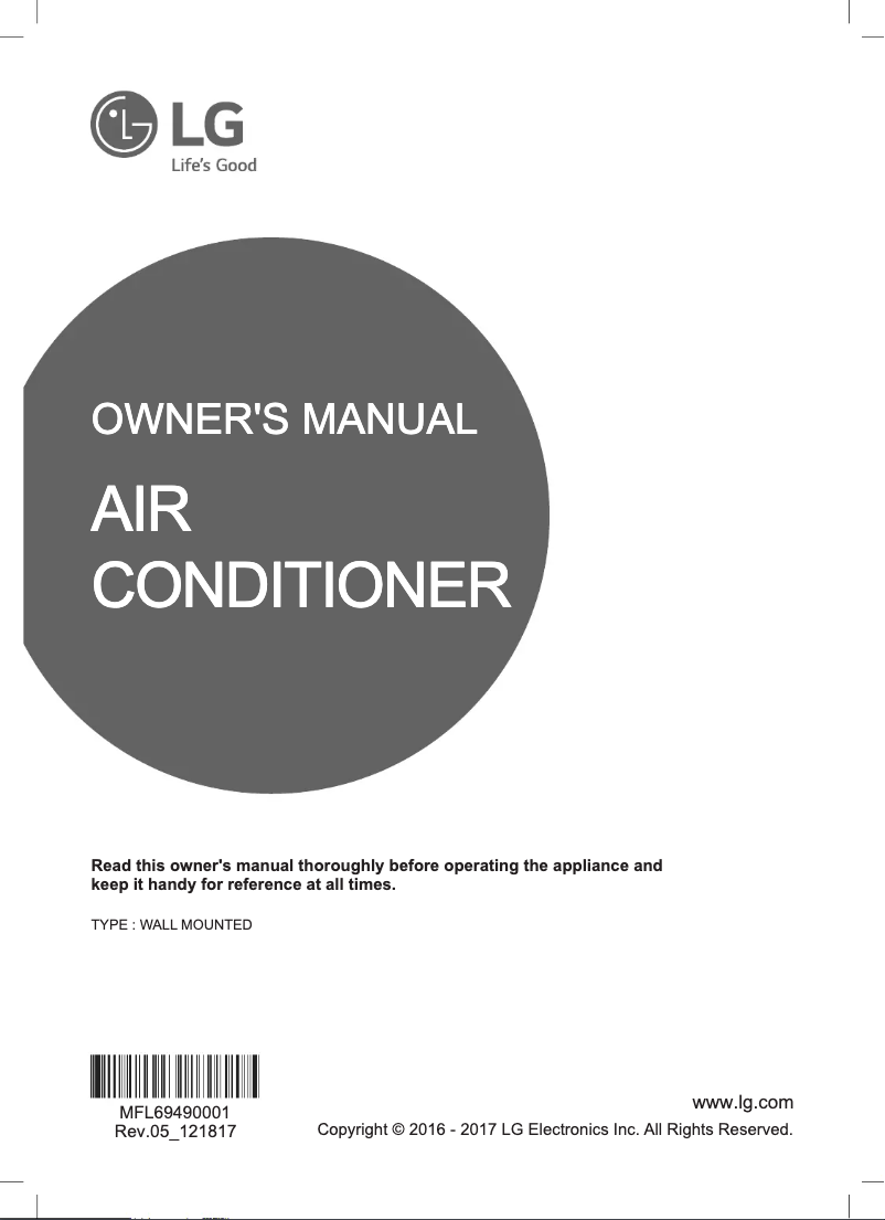 Page 1 de la notice Manuel utilisateur LG H18AWM-N217