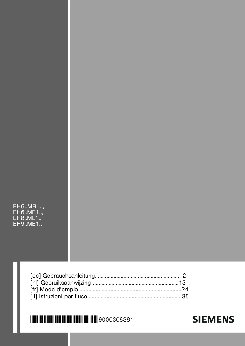 Page n°1 - Manuel utilisateur Siemens EH 675MB11E