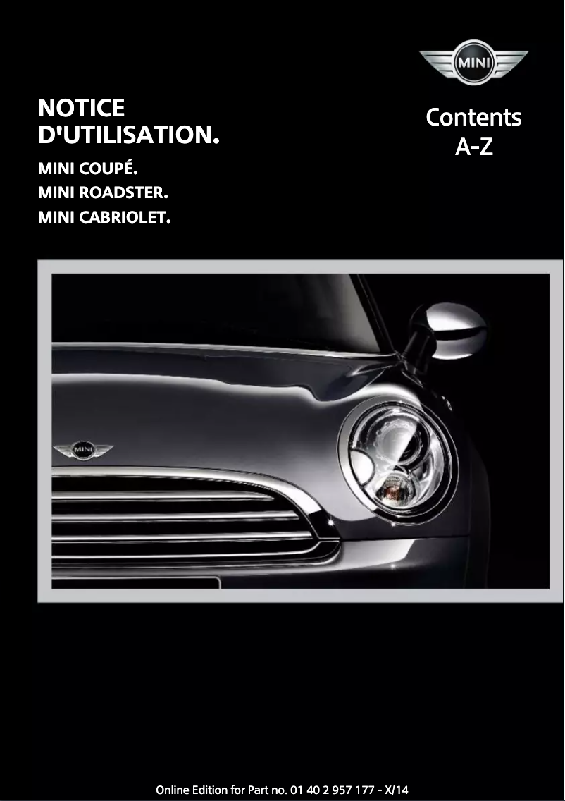 Page 1 de la notice Manuel utilisateur Mini Convertible (2014)