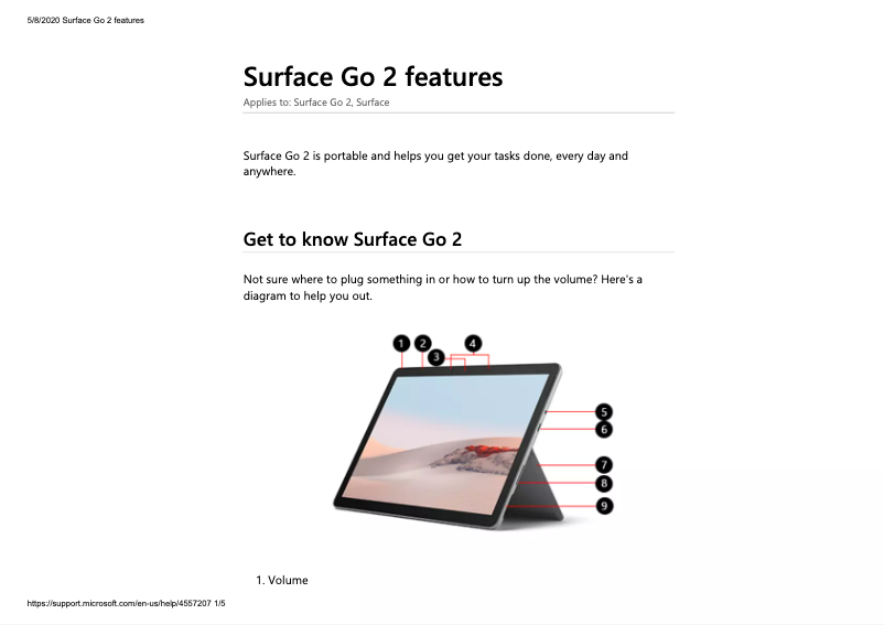 Page n°1 - Manuel utilisateur Microsoft Surface Go 2