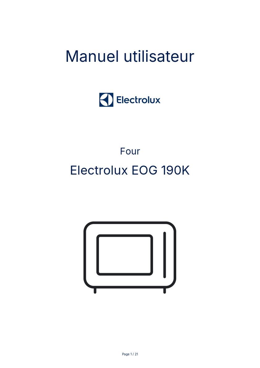 Page n°1 - Manuel utilisateur Electrolux EOG 190K