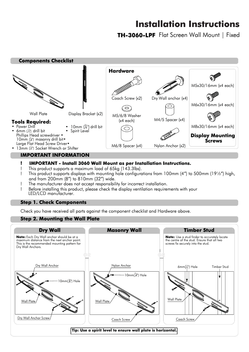 Imagen de la primera página del manual del dispositivo TH-3060-LPF