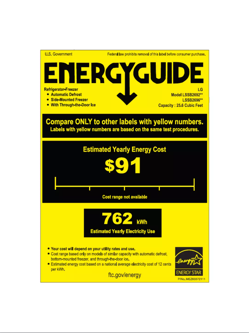 Page n°1 - Label énergétique LG LSSB2692ST