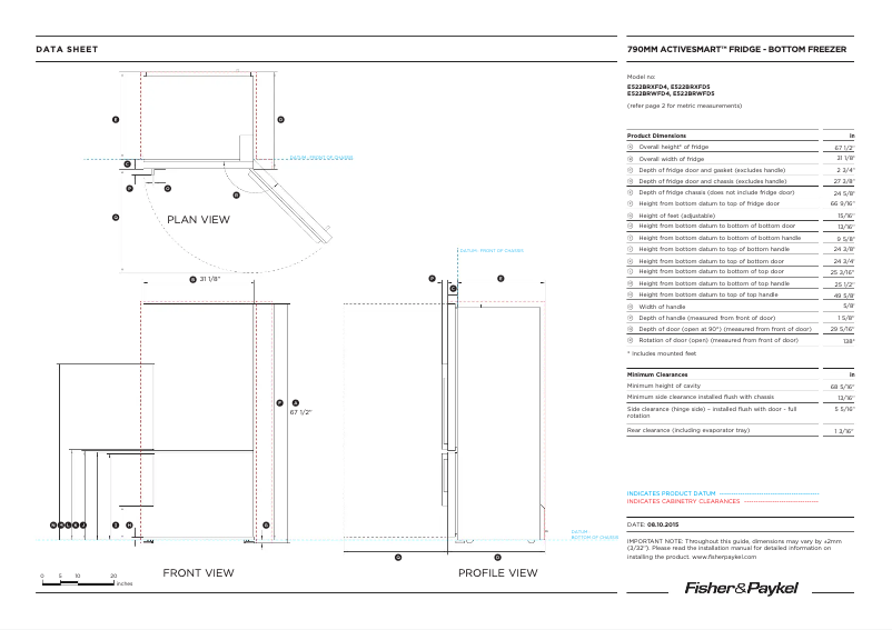 Page n°1 - Fiche technique Fisher & Paykel E522BRWFD5_N