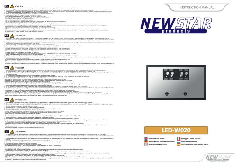 Page n°1 - Manuel utilisateur Newstar LED-W020