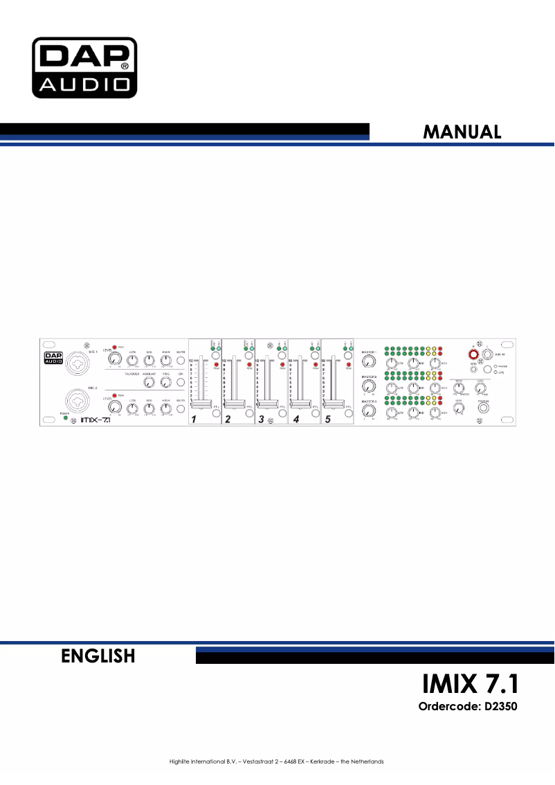 Image de la première page du manuel de l'appareil IMIX-7.1