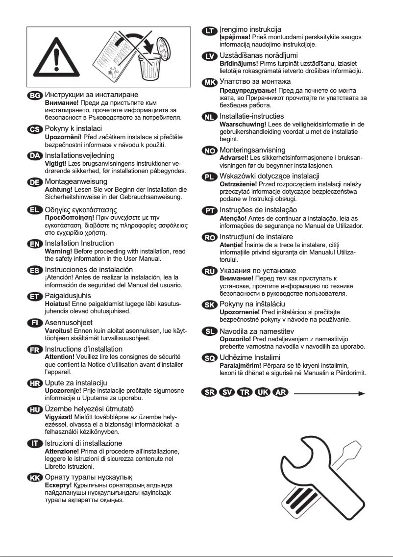 Page n°1 - Guide d'installation Electrolux EWFR1284BR