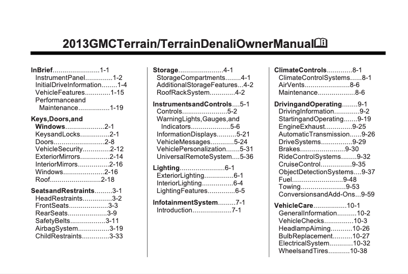 Image de la première page du manuel de l'appareil Terrain Denali (2014)