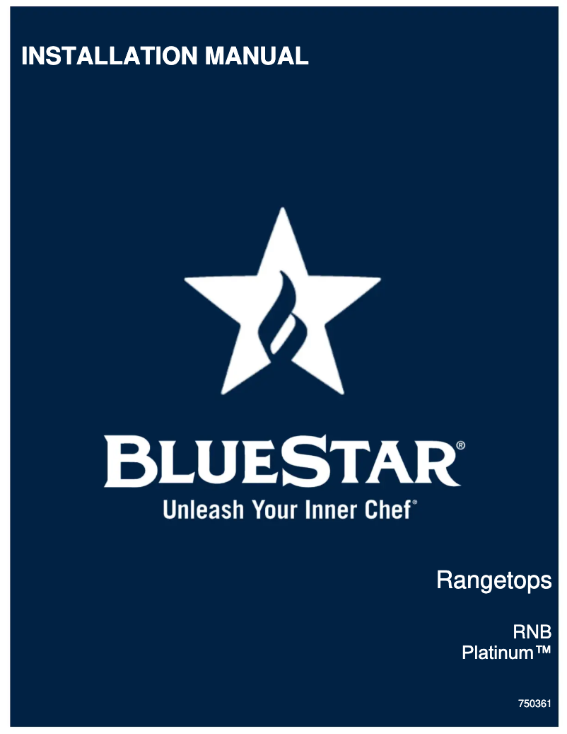 Page n°1 - Guide d'installation BlueStar BSPRT488B