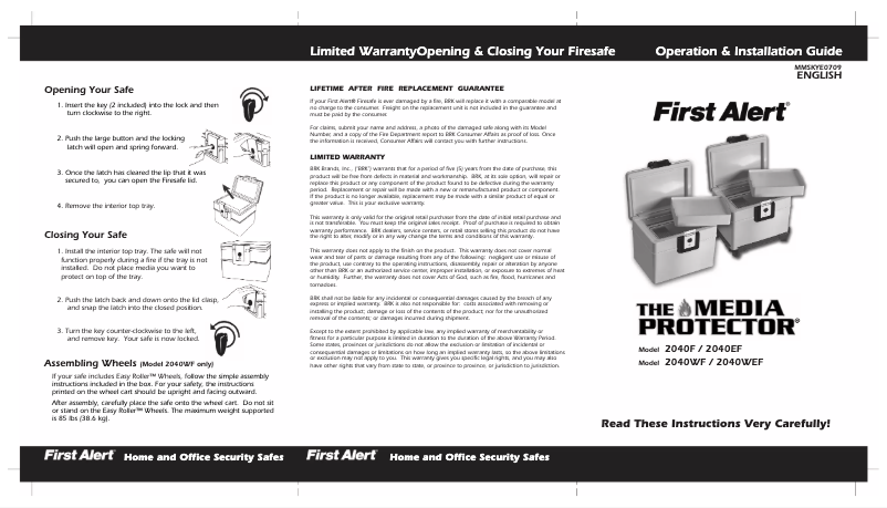 Page 1 de la notice Manuel utilisateur First Alert 2040F