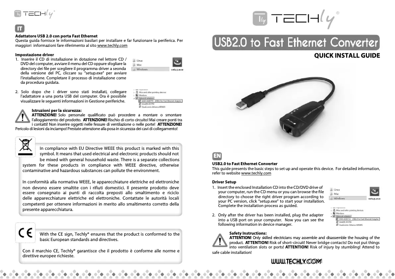 First page image of the manual for IDATA ADAP-USB2TY