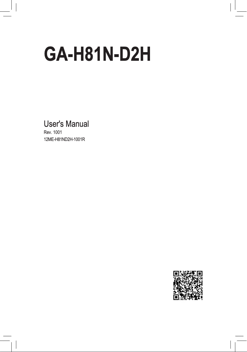 Page 1 de la notice Manuel utilisateur Gigabyte GA-H81N-D2H