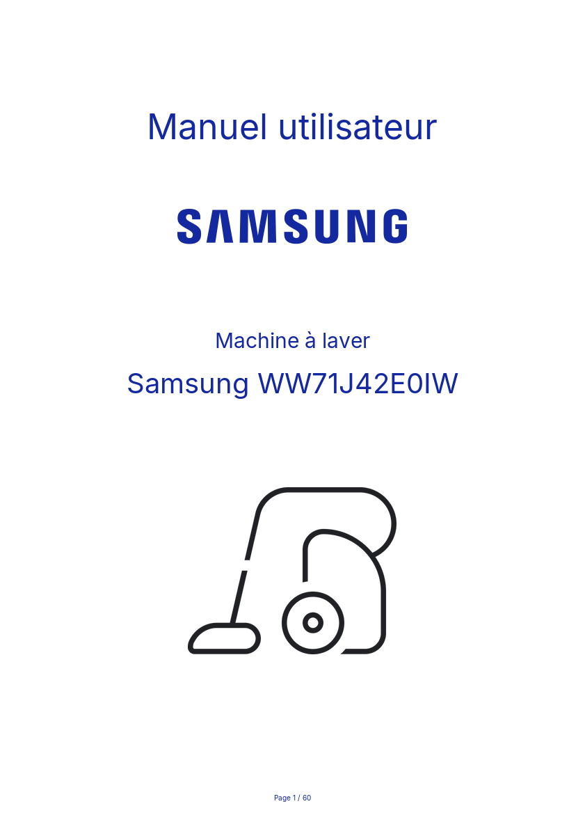 Page n°1 - Manuel utilisateur Samsung WW71J42E0IW