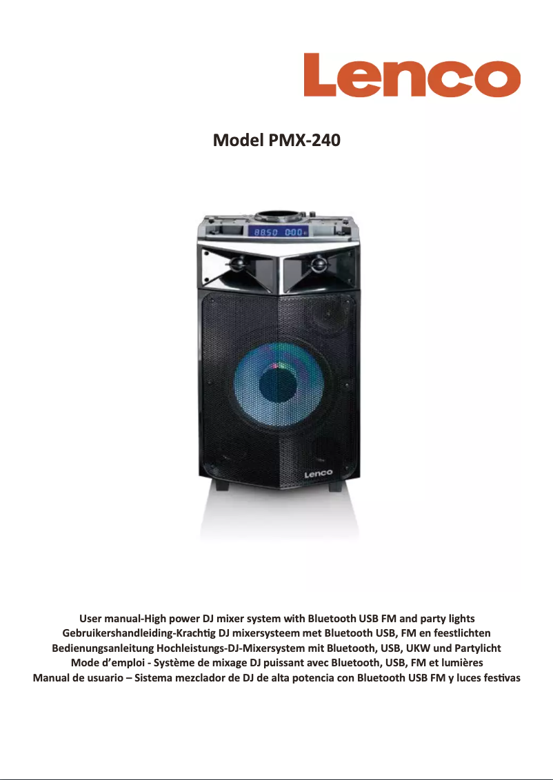 Page n°1 - Manuel utilisateur Lenco PMX-240