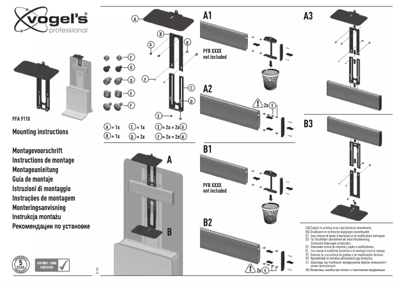 Page 1 de la notice Manuel utilisateur Vogel's PFA 9110