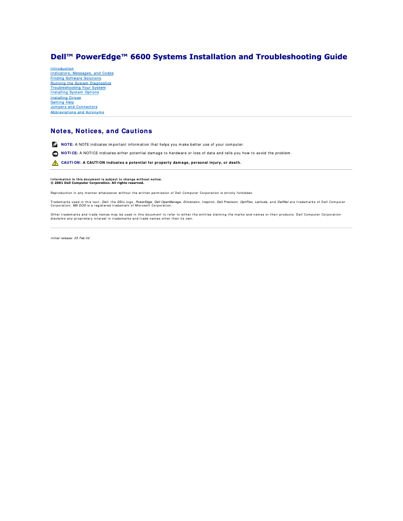 Image de la première page du manuel de l'appareil PowerEdge 6600