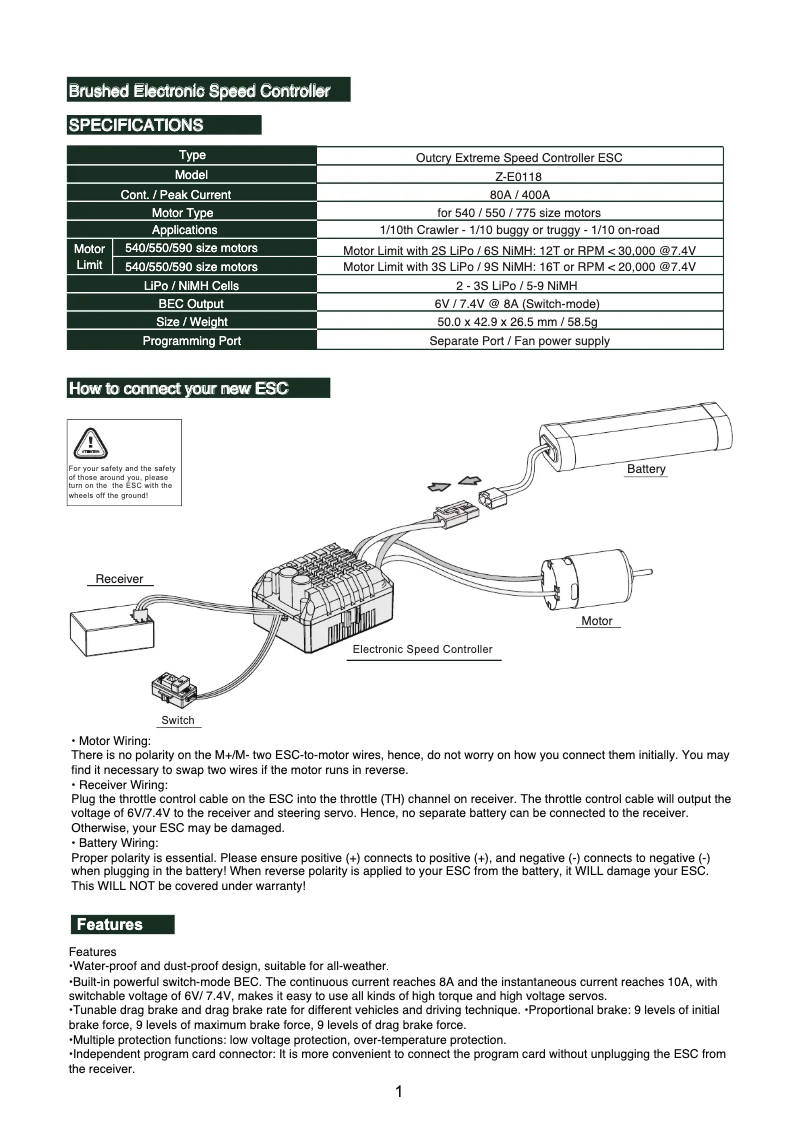 Page 1 de la notice Manuel utilisateur RC4WD Z-E0118