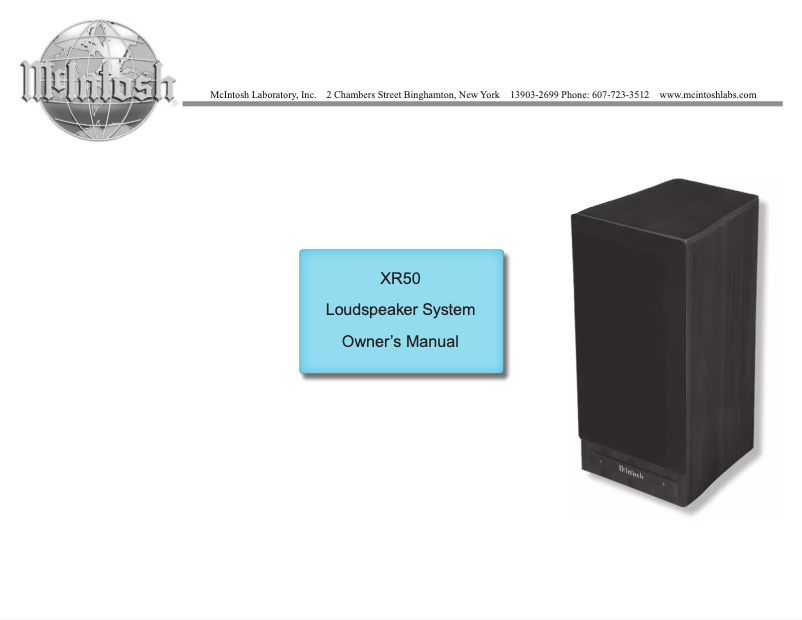 Page 1 de la notice Manuel utilisateur McIntosh XR50