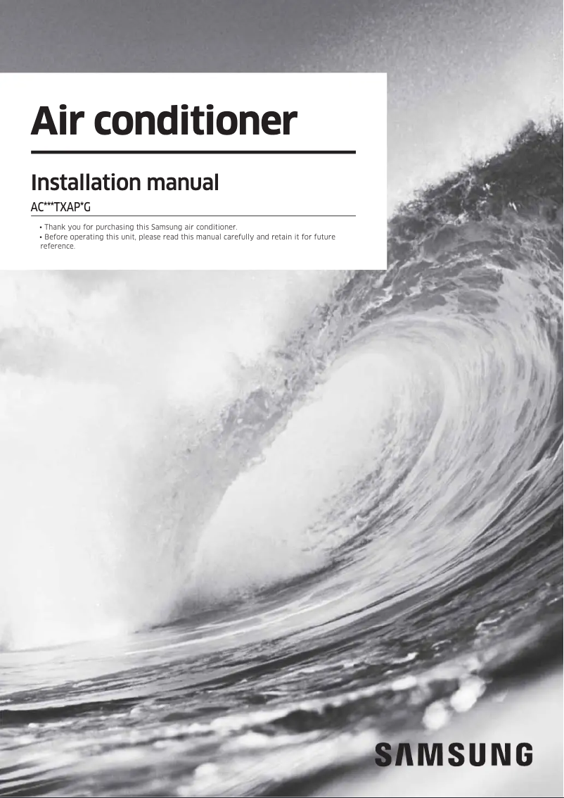 Page 1 de la notice Manuel utilisateur Samsung AC100TXAPKG