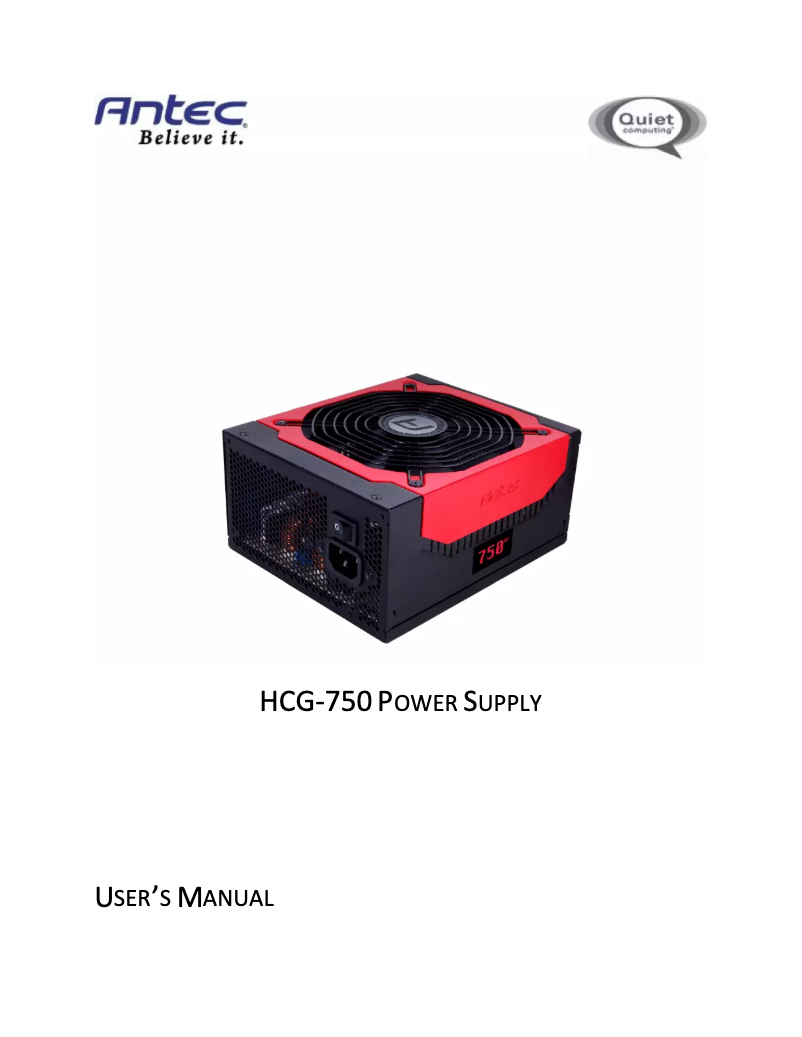 Page 1 de la notice Manuel utilisateur Antec HCG-750