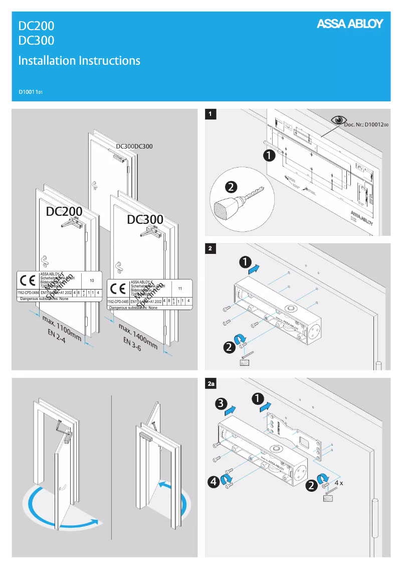 Page n°1 - Manuel utilisateur Assa Abloy DC200
