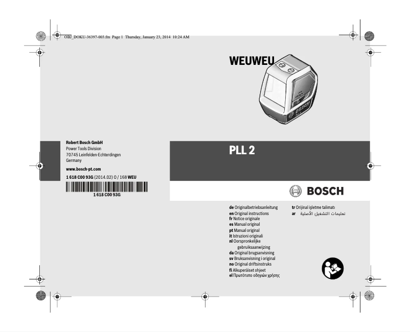 Page 1 de la notice Manuel utilisateur Bosch PLL 2