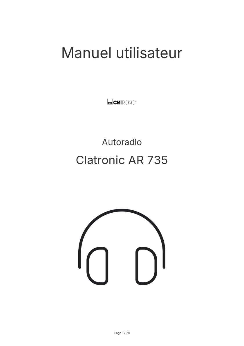 Page n°1 - Manuel utilisateur Clatronic AR 735