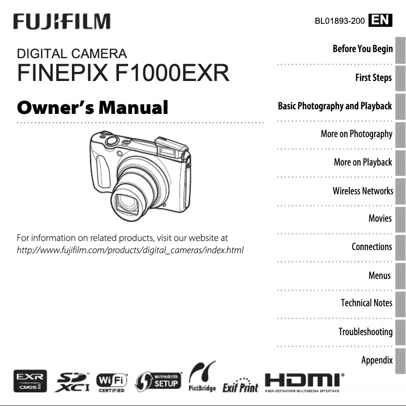 Page n°1 - Manuel utilisateur Fujifilm FinePix F1000EXR