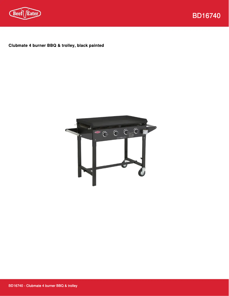 Page 1 de la notice Fiche technique BeefEater Clubmate BD16740
