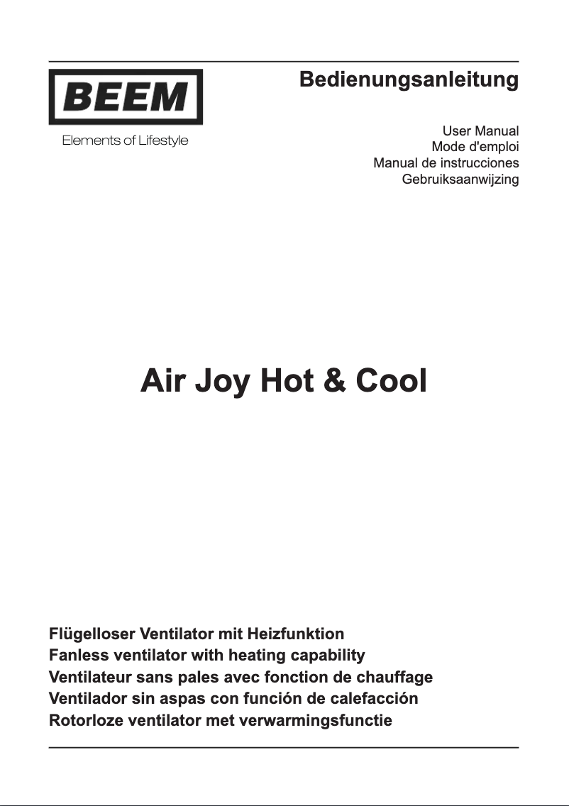 Image de la première page du manuel de l'appareil Air Joy