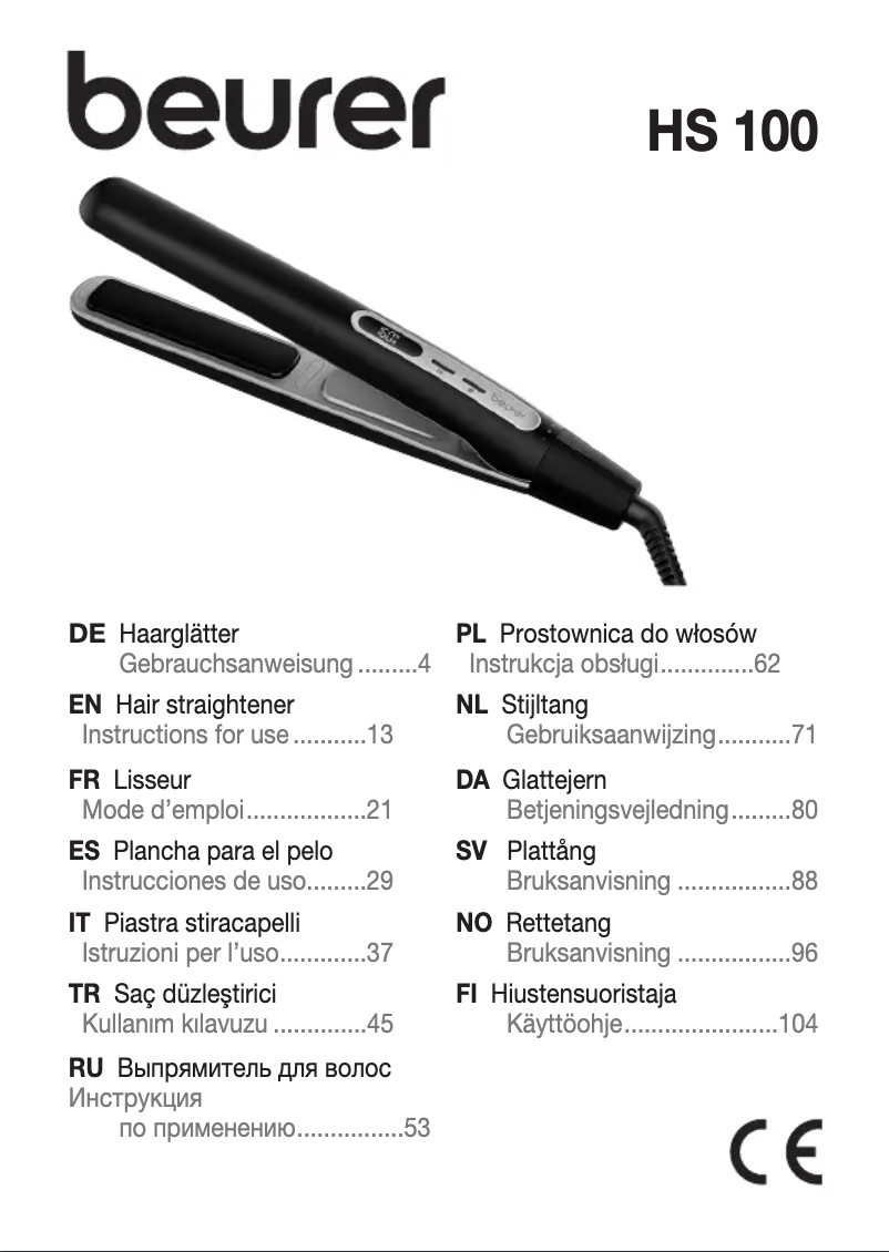 Page 1 de la notice Manuel utilisateur Beurer HS 100