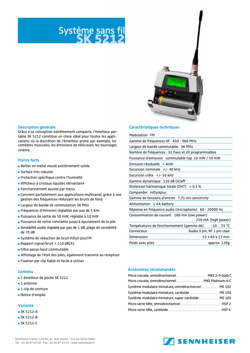 Image de la première page du manuel de l'appareil SK 5212