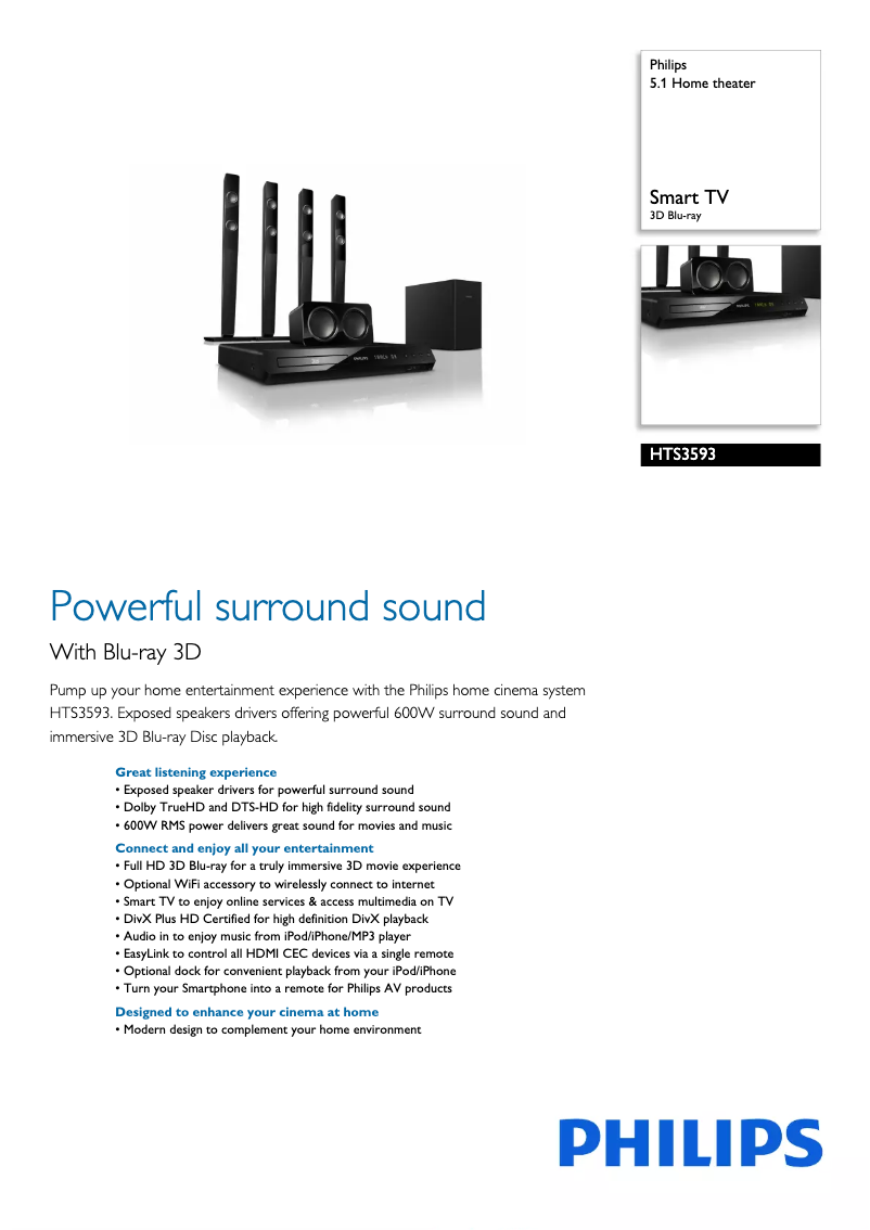 Page 1 of the manual Brochure Philips HTS3593