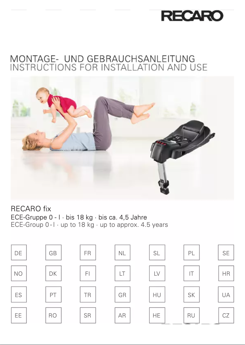 Page n°1 - Manuel utilisateur Recaro Fix Base