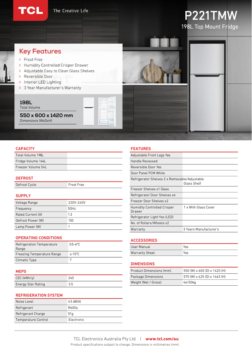 Image de la première page du manuel de l'appareil P221TMW