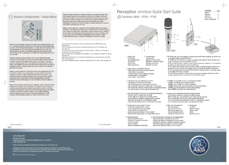 Page n°1 - Guide de démarrage rapide AKG SR45