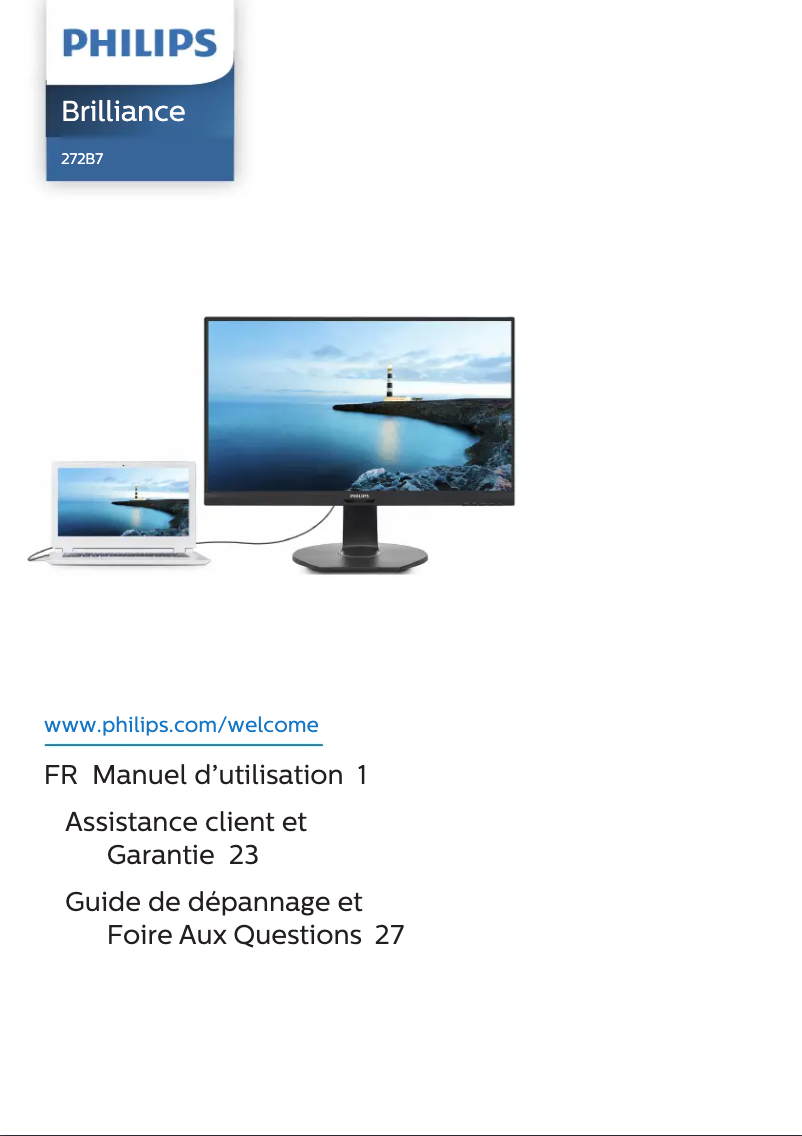 Page 1 de la notice Manuel utilisateur Philips B Line 272B7QUPBEB
