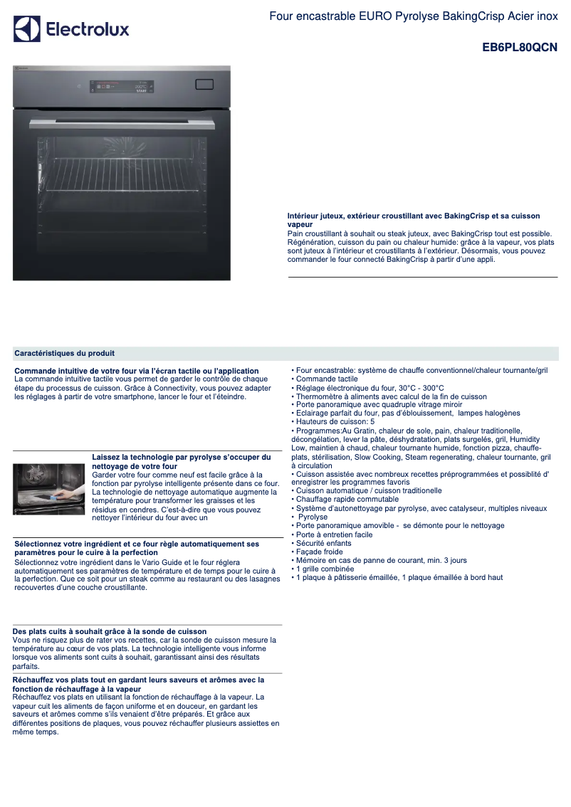 Page n°1 - Fiche technique Electrolux EB6PL80QCN