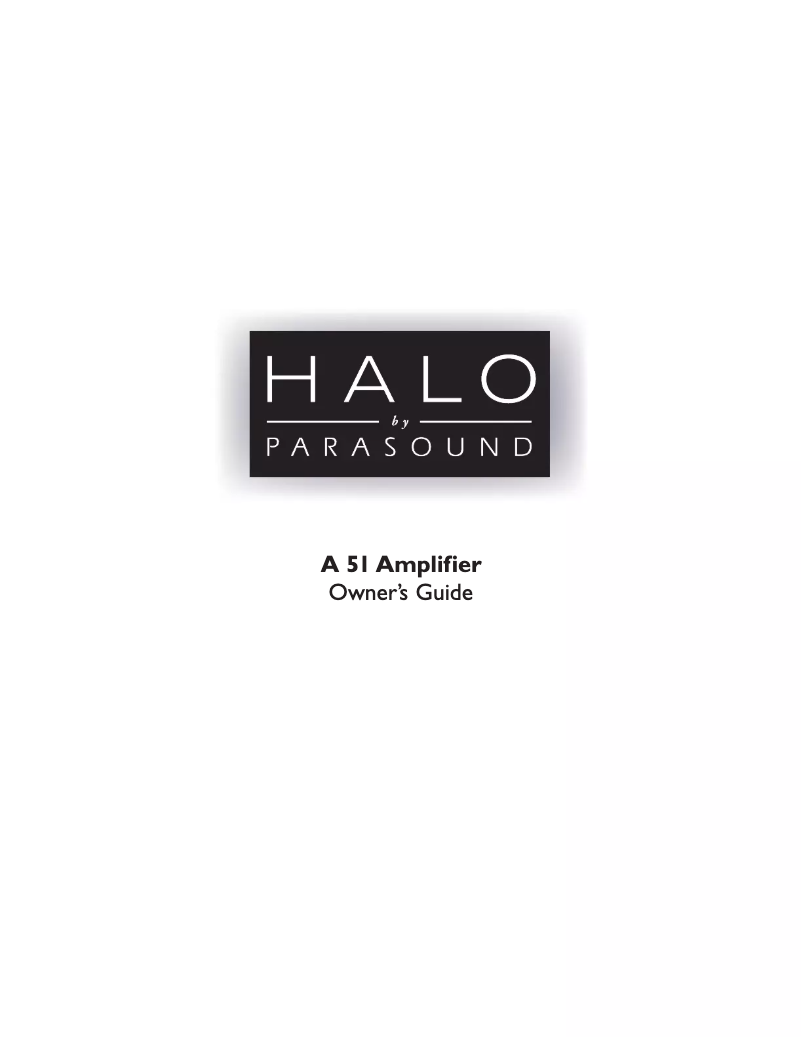 Page 1 de la notice Manuel utilisateur Parasound Halo A 51