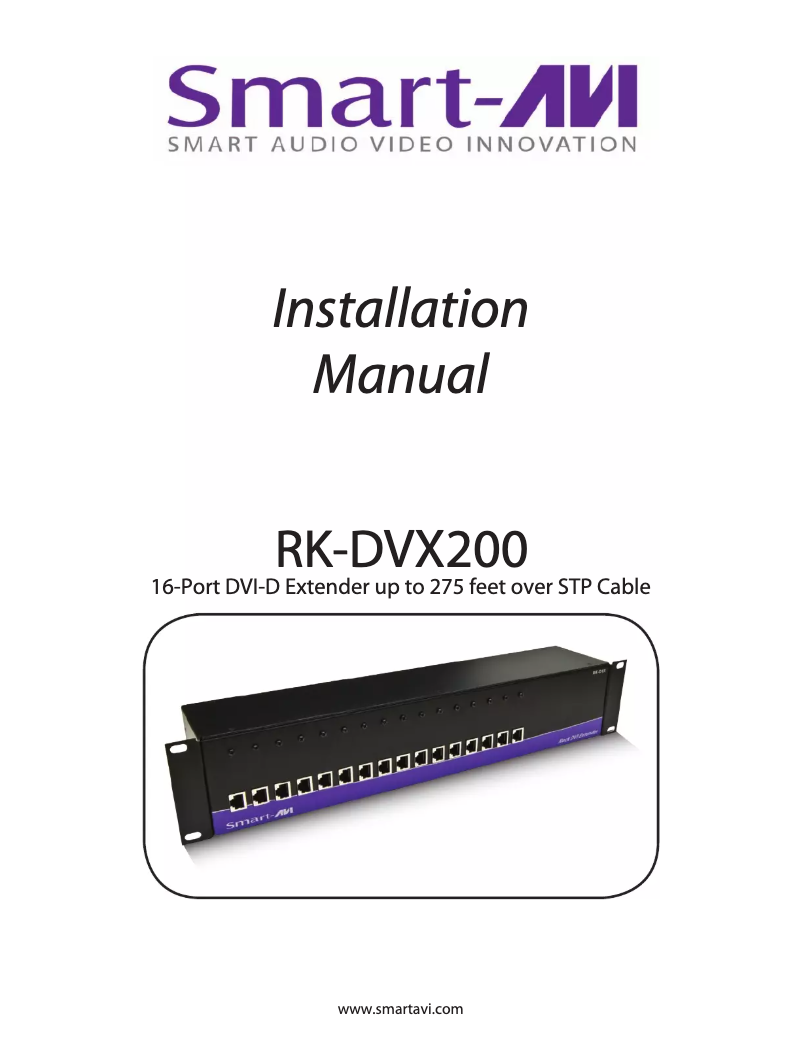 Page n°1 - Manuel utilisateur Smart-AVI RK-DVX-RX16S