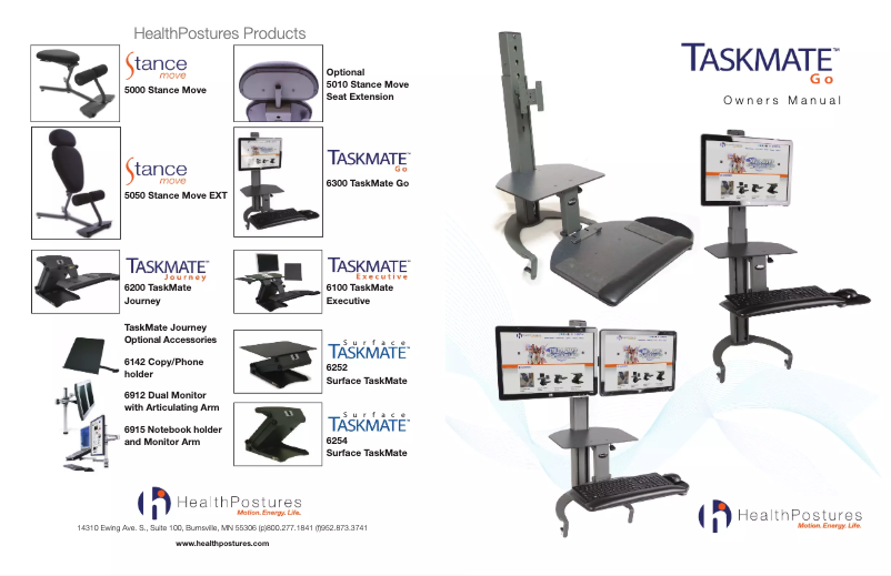 Page 1 de la notice Manuel utilisateur HealthPostures TaskMate 6100