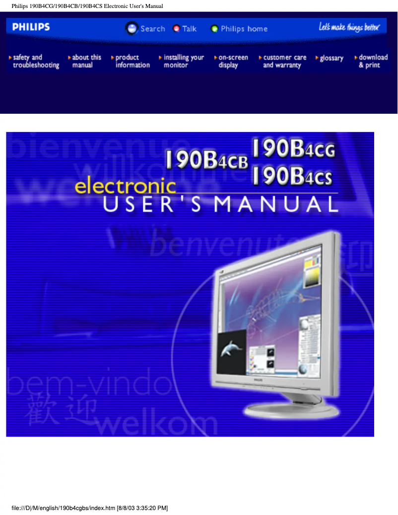 Page n°1 - Manuel utilisateur Philips Business 190B4