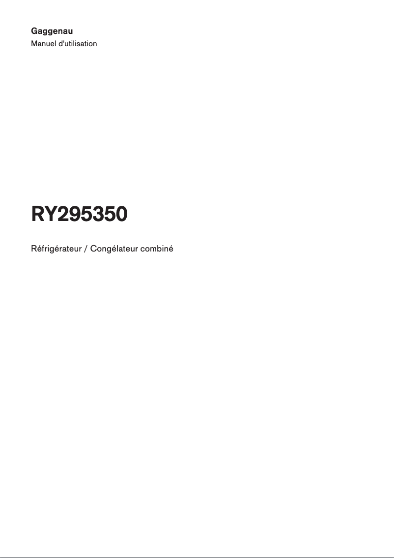 Page 1 de la notice Manuel utilisateur Gaggenau RY295350