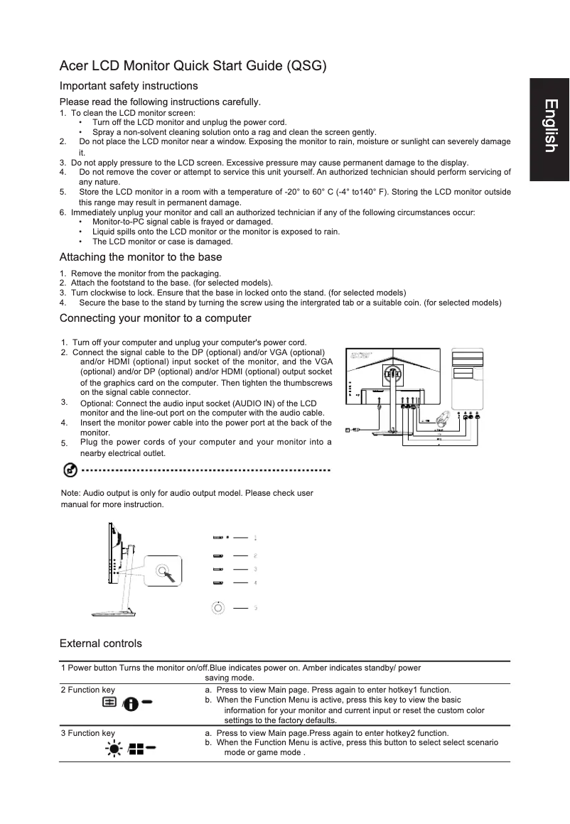 Página 1 del manual Guía de inicio rápido Acer VT240Y