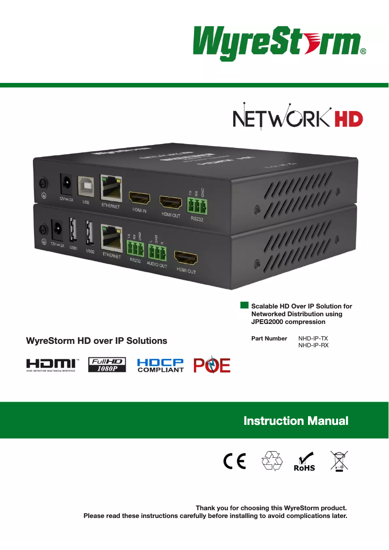 Page n°1 - Manuel utilisateur WyreStorm NHD-IP-TX