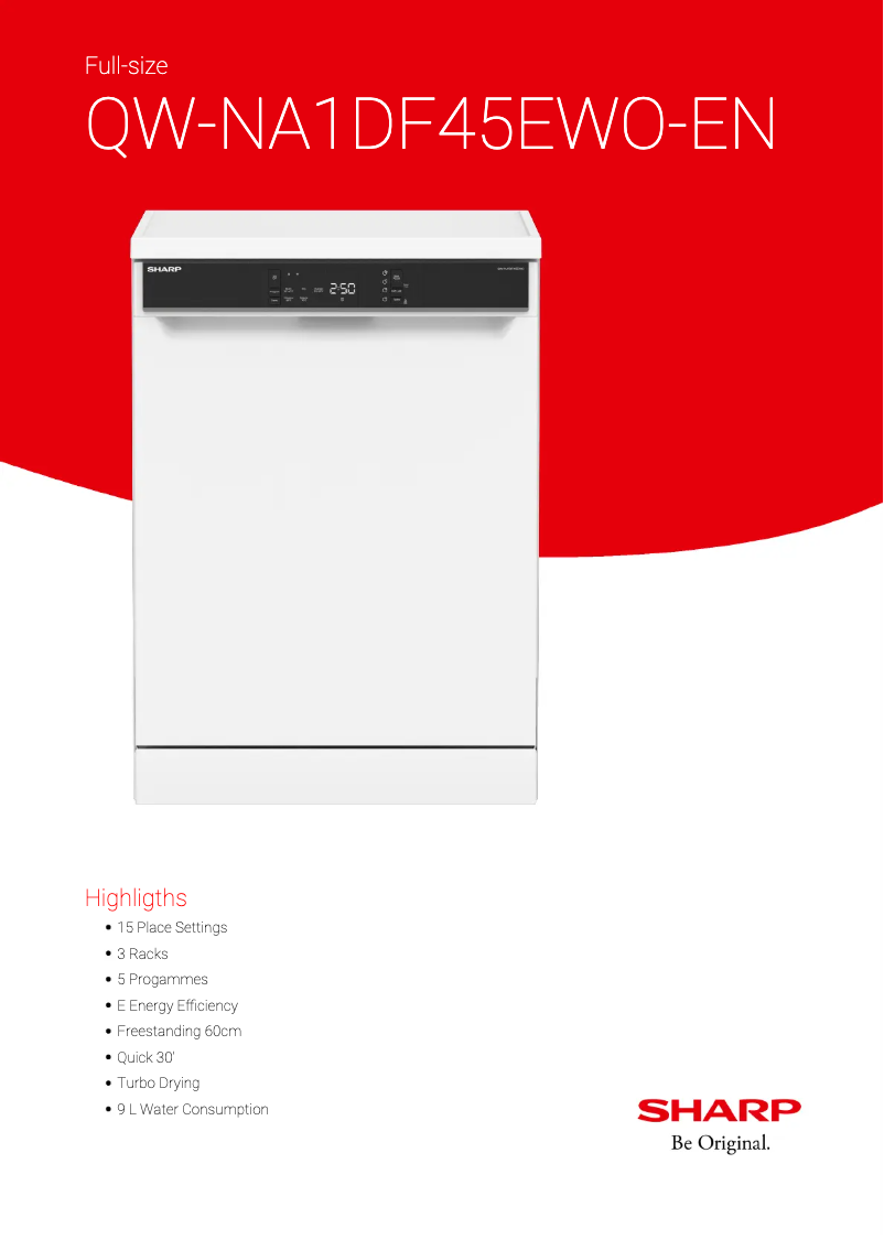 Page 1 de la notice Fiche technique Sharp QW-NA1DF45EWO-EN