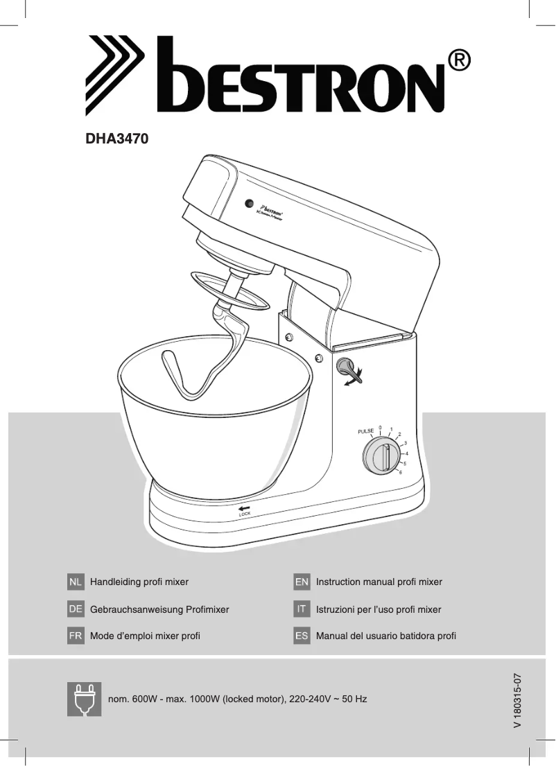 Page 1 de la notice Manuel utilisateur Bestron DHA 3470